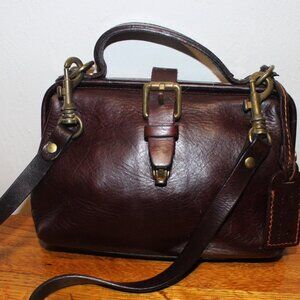 OLD TREND Vintage Leather Framed Satchel Handbag Crossbody Bag